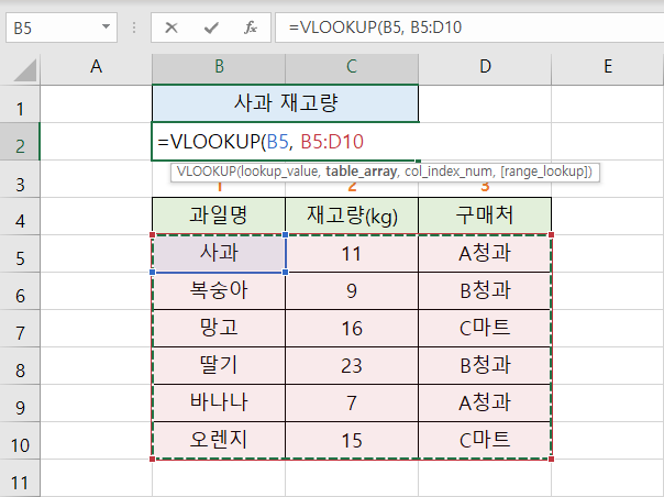 엑셀 VLOOKUP 함수 사용법 4